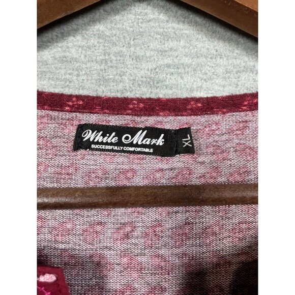 White Mark Boho Burgundy Embroidered Print Dress Womens XL - Picture 2 of 7